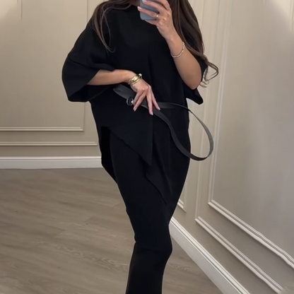 🥰Lässiges zweiteiliges Set aus lockerem Oberteil und Rock für Damen🔥