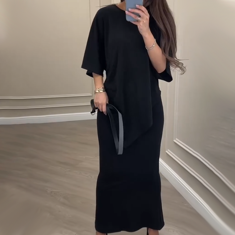 🥰Lässiges zweiteiliges Set aus lockerem Oberteil und Rock für Damen🔥