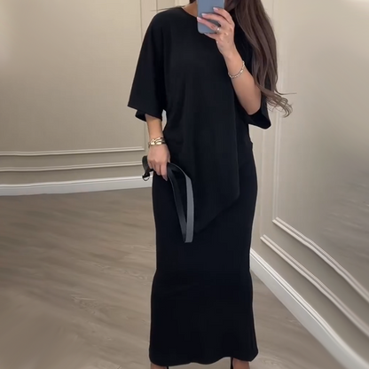 🥰Lässiges zweiteiliges Set aus lockerem Oberteil und Rock für Damen🔥