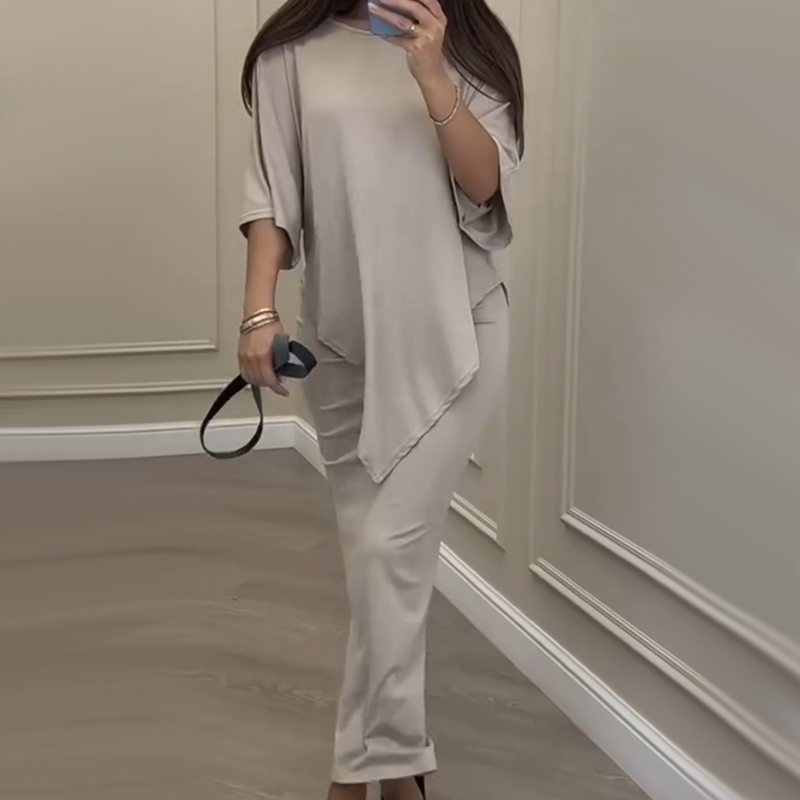 🥰Lässiges zweiteiliges Set aus lockerem Oberteil und Rock für Damen🔥