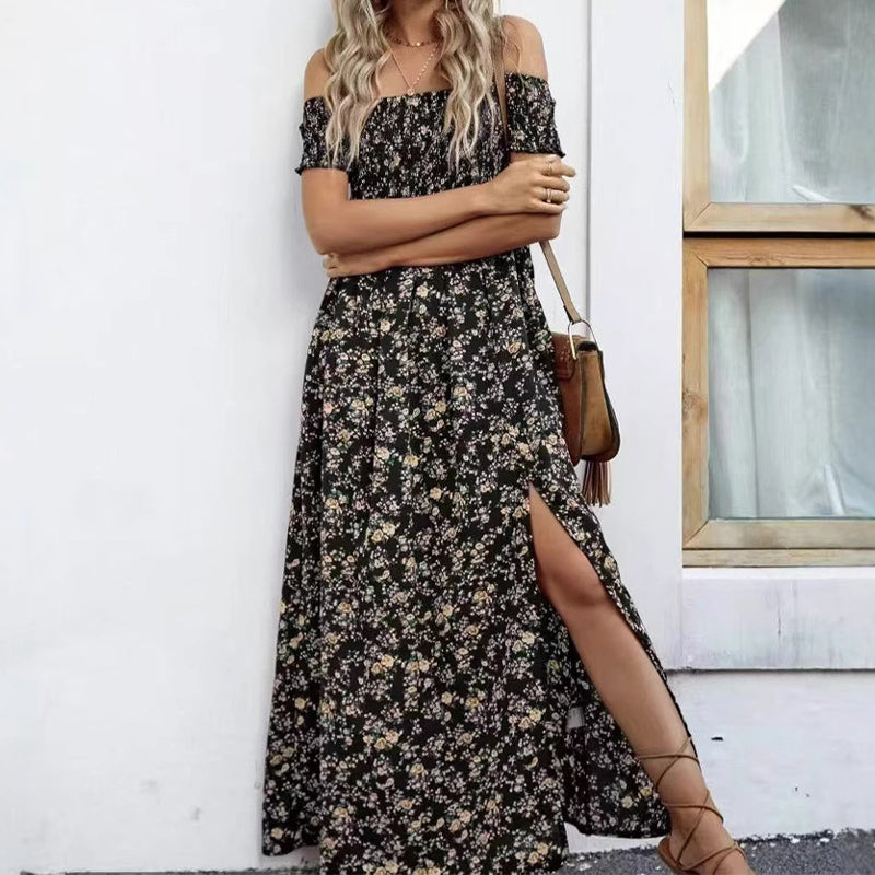 🔥Elegantes, schulterfreies Kleid mit Blumenmuster für Damen🔥