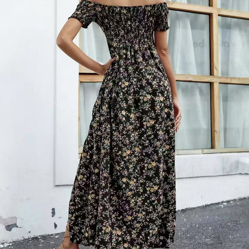 🔥Elegantes, schulterfreies Kleid mit Blumenmuster für Damen🔥