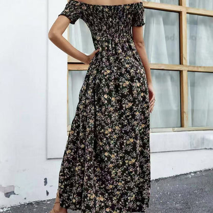 🔥Elegantes, schulterfreies Kleid mit Blumenmuster für Damen🔥
