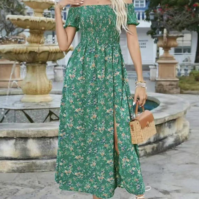 🔥Elegantes, schulterfreies Kleid mit Blumenmuster für Damen🔥