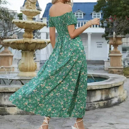 🔥Elegantes, schulterfreies Kleid mit Blumenmuster für Damen🔥