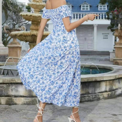🔥Elegantes, schulterfreies Kleid mit Blumenmuster für Damen🔥