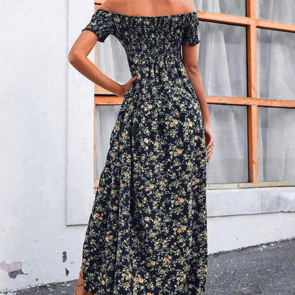 🔥Elegantes, schulterfreies Kleid mit Blumenmuster für Damen🔥