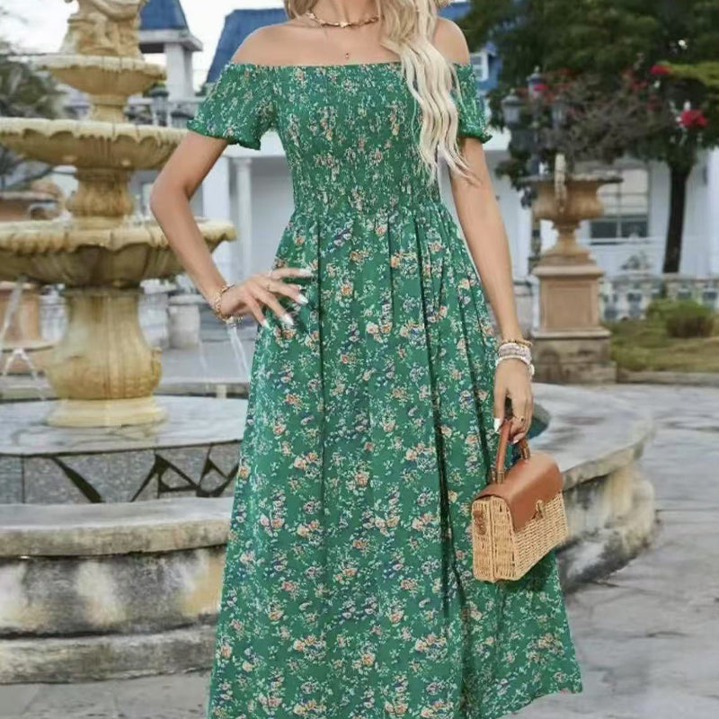 🔥Elegantes, schulterfreies Kleid mit Blumenmuster für Damen🔥