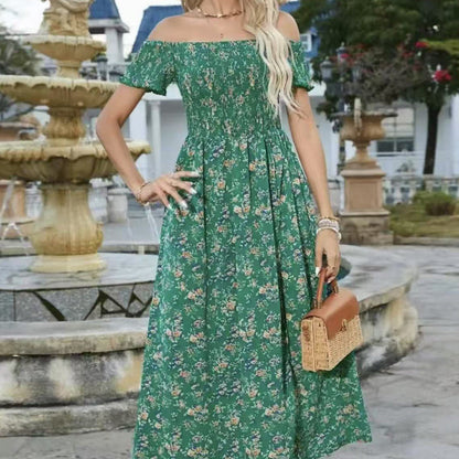 🔥Elegantes, schulterfreies Kleid mit Blumenmuster für Damen🔥