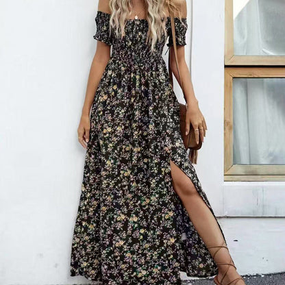 🔥Elegantes, schulterfreies Kleid mit Blumenmuster für Damen🔥
