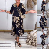 🔥Damen lockeres Kleid mit Druck und V-Ausschnitt🔥