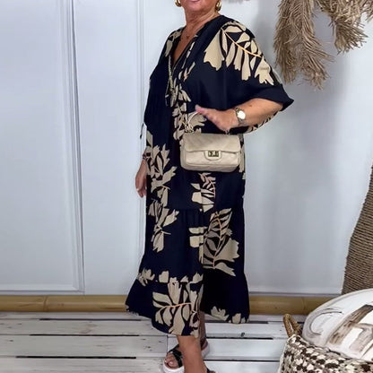 🔥Damen lockeres Kleid mit Druck und V-Ausschnitt🔥