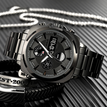 🎁【Vaterstag-Angebot】Herrenuhr – Analog-Digital mit Alarmfunktion