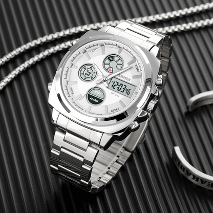 🎁【Vaterstag-Angebot】Herrenuhr – Analog-Digital mit Alarmfunktion