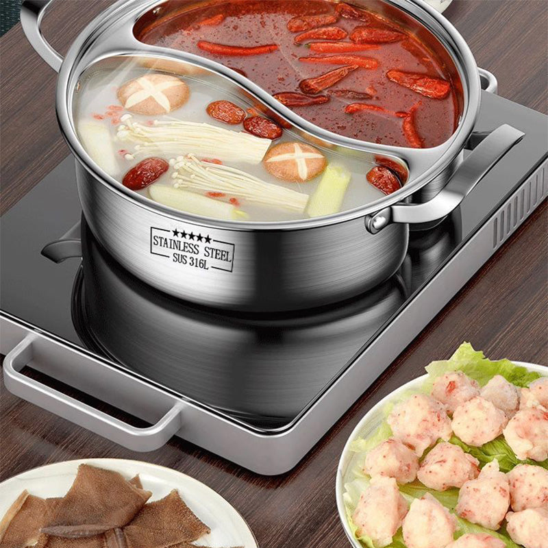 🏘️Essential Für die heimische Küche🍲Edelstahlverdickter Hot Pot mit zwei Geschmacksrichtungen