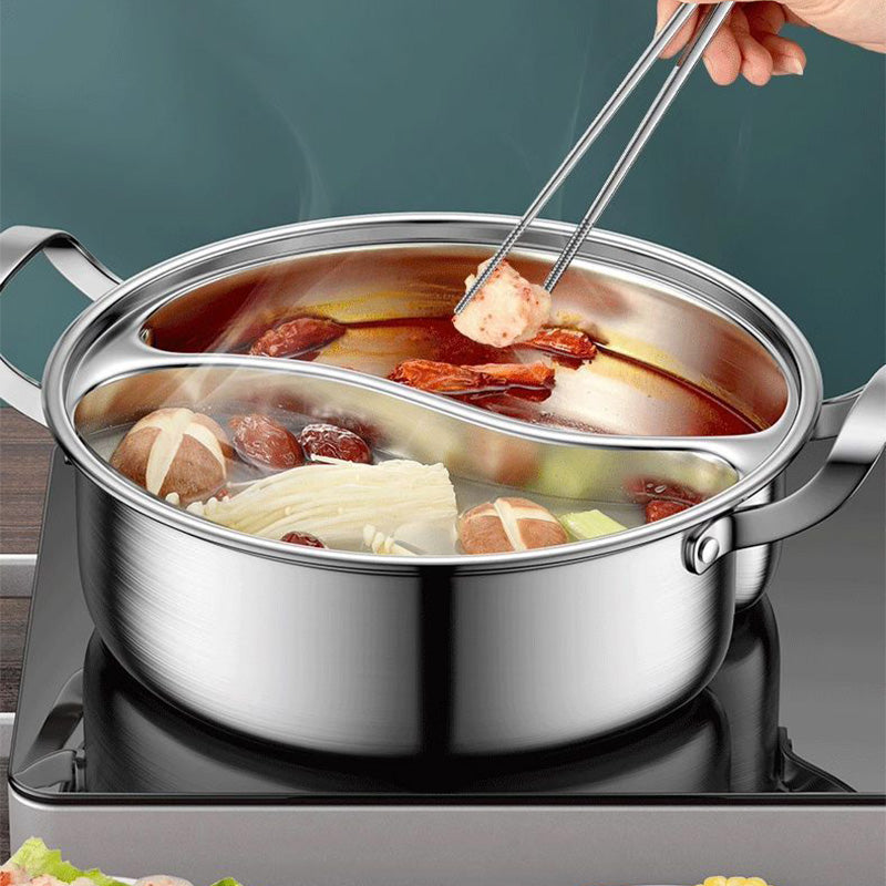 🏘️Essential Für die heimische Küche🍲Edelstahlverdickter Hot Pot mit zwei Geschmacksrichtungen