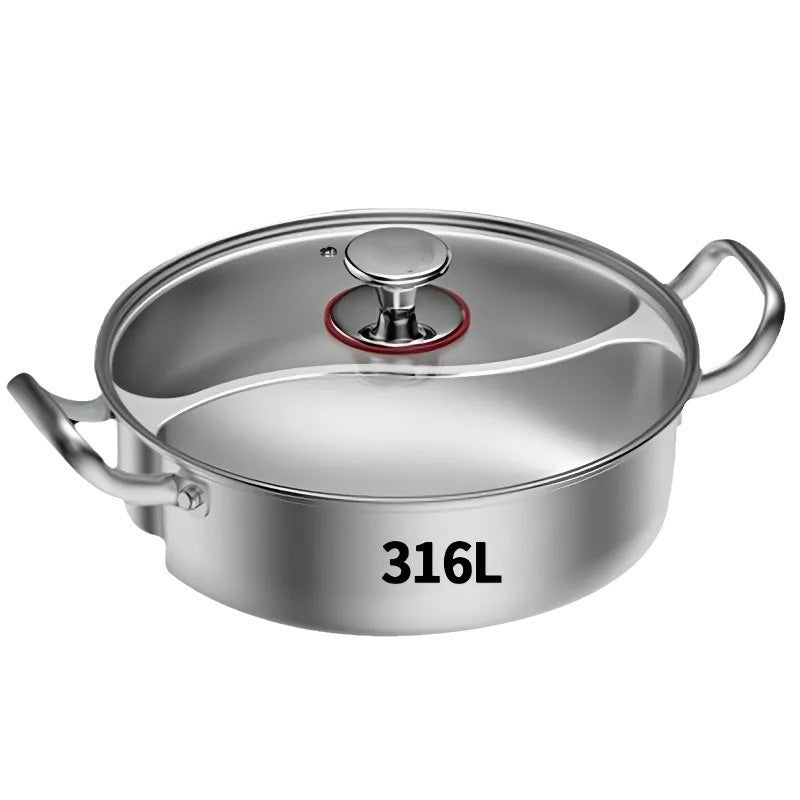 🏘️Essential Für die heimische Küche🍲Edelstahlverdickter Hot Pot mit zwei Geschmacksrichtungen