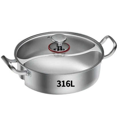 🏘️Essential Für die heimische Küche🍲Edelstahlverdickter Hot Pot mit zwei Geschmacksrichtungen