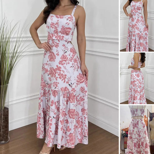 🏖️Sommer-Special👗 Damen-Blumenprint-Kleid mit Plisseesaum