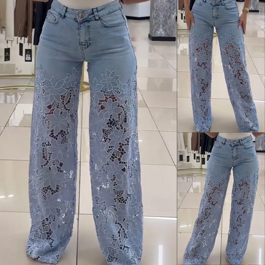 🔥Modische Jeans mit Spitze-Patchwork