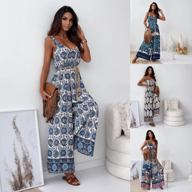 🔥Trendiger rückenfreier Jumpsuit für Damen mit Quastengürtel