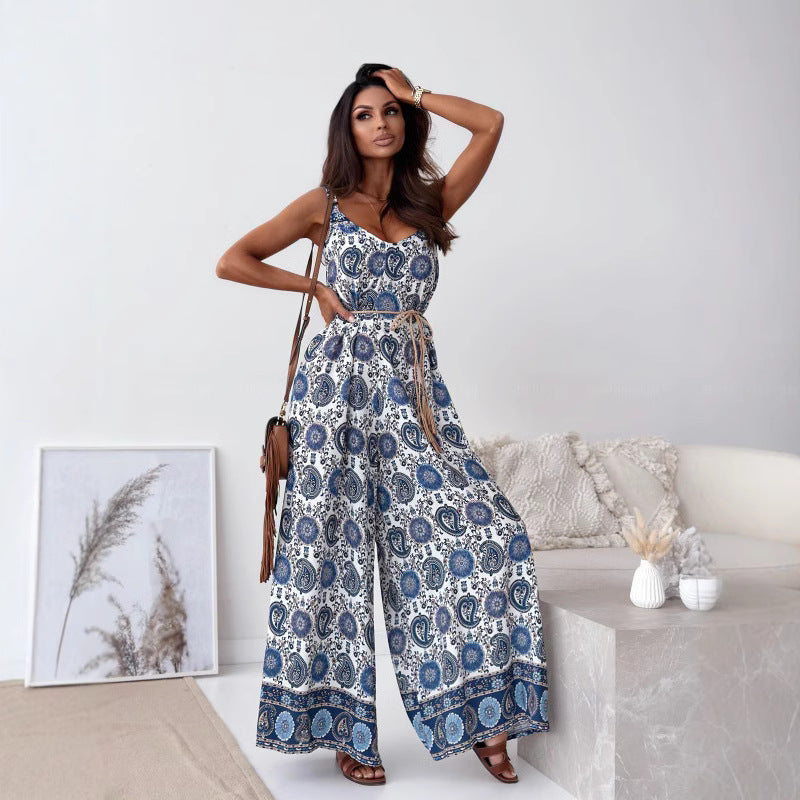 🔥Trendiger rückenfreier Jumpsuit für Damen mit Quastengürtel
