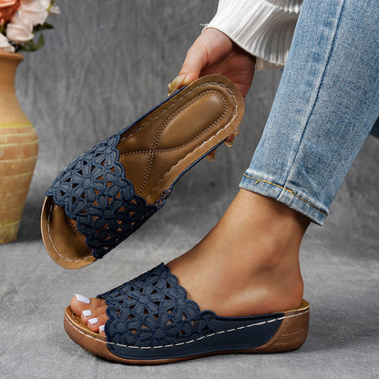 🥰Zwei Paare🥰Atmungsaktive orthopädische Damen-Pantoletten mit Keilabsatz