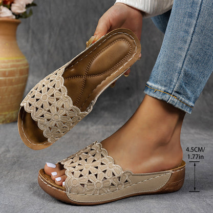 🥰Zwei Paare🥰Atmungsaktive orthopädische Damen-Pantoletten mit Keilabsatz