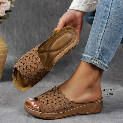 🥰Zwei Paare🥰Atmungsaktive orthopädische Damen-Pantoletten mit Keilabsatz
