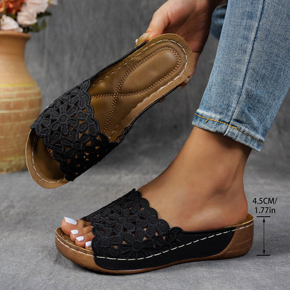 🥰Zwei Paare🥰Atmungsaktive orthopädische Damen-Pantoletten mit Keilabsatz