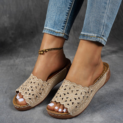 🥰Zwei Paare🥰Atmungsaktive orthopädische Damen-Pantoletten mit Keilabsatz