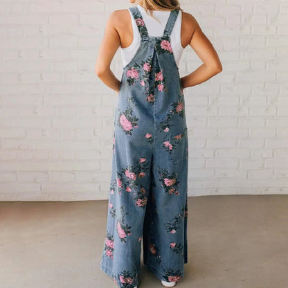 Lässige Damen-Latzhose aus Denim mit Print