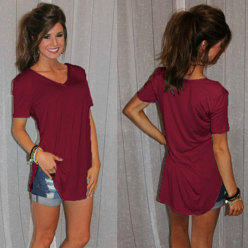 🌟Women's Casual Solid Color V-Neck T-Shirt