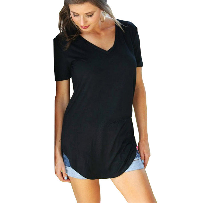 🌟Women's Casual Solid Color V-Neck T-Shirt