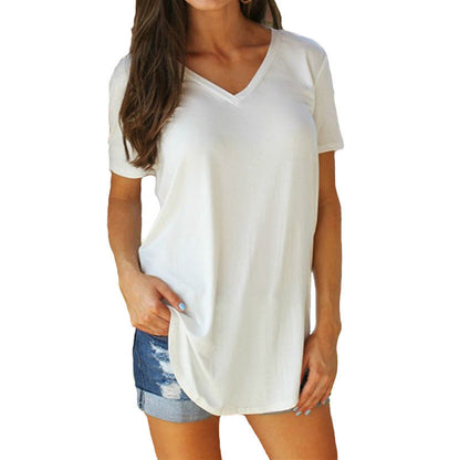 🌟Women's Casual Solid Color V-Neck T-Shirt