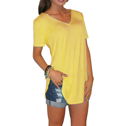 🌟Women's Casual Solid Color V-Neck T-Shirt