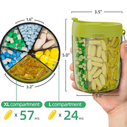 💊 6-Fächer Pillendosiererflasche – Ordnung für deine Medikamente!