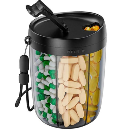 💊 6-Fächer Pillendosiererflasche – Ordnung für deine Medikamente!
