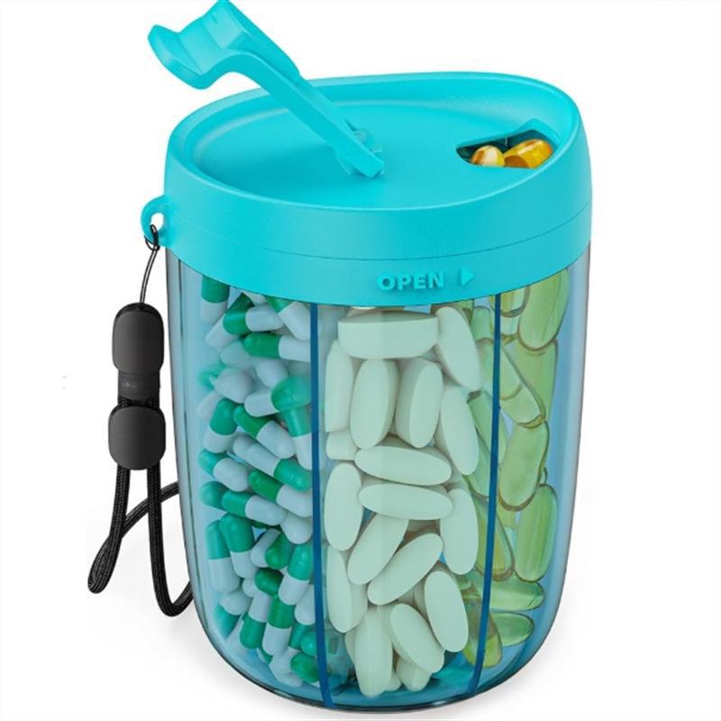 💊 6-Fächer Pillendosiererflasche – Ordnung für deine Medikamente!