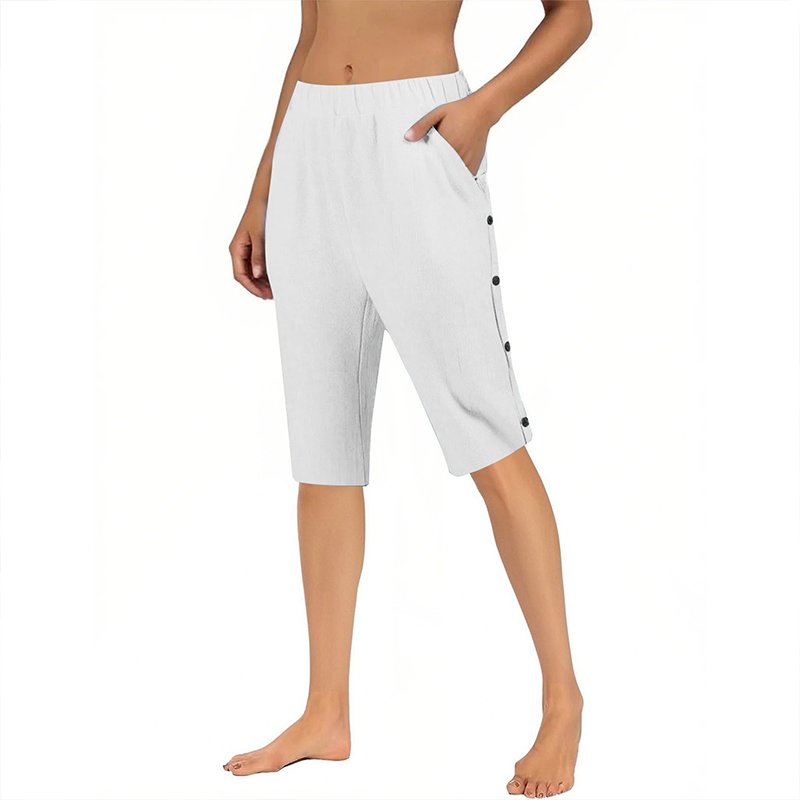 Women's Casual Loose Baumwolle Leinen Atmungsaktive Capri-Hosen