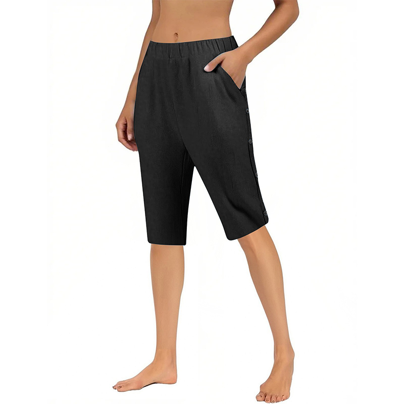 Women's Casual Loose Baumwolle Leinen Atmungsaktive Capri-Hosen