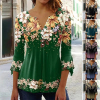 🌸 50% Rabatt auf neue Produkte 💖Damen elegantes Oberteil mit Blumenmuster und V-Ausschnitt