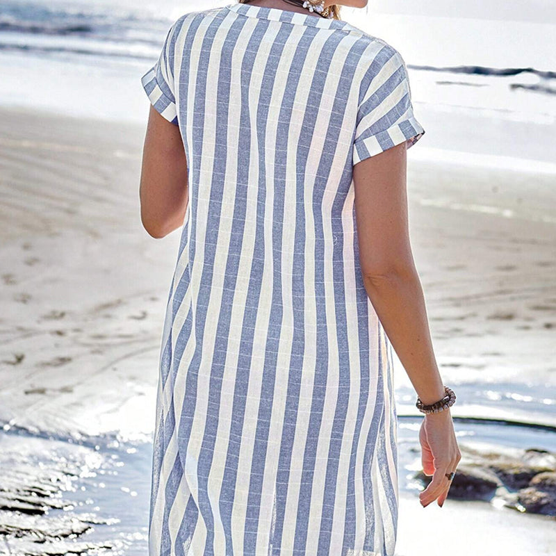 🌸Gestreiftes Button-Down-Hemdkleid für Damen