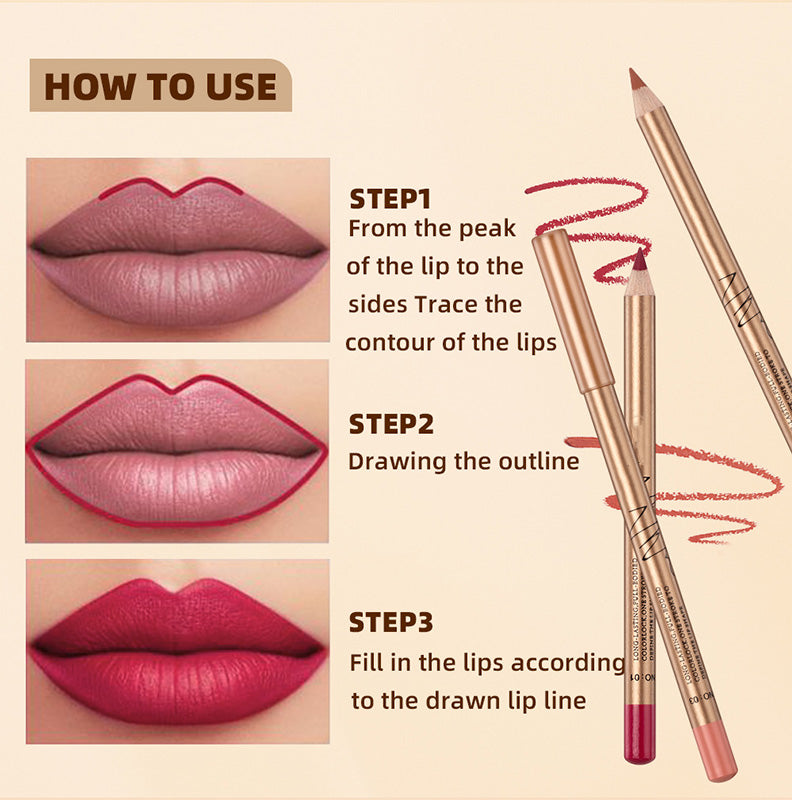 🔥Solange der Vorrat reicht 50% Rabatt!🎉12-farbiges, wischfestes Lipliner-Stift-Set