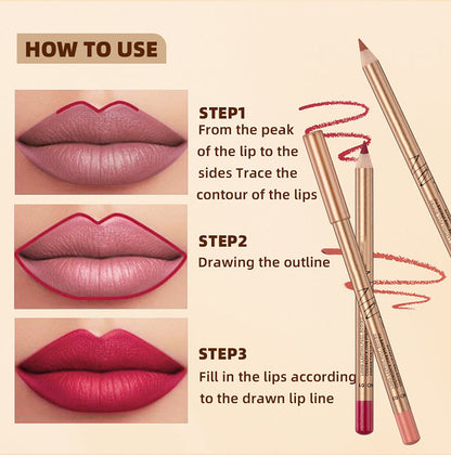 🔥Solange der Vorrat reicht 50% Rabatt!🎉12-farbiges, wischfestes Lipliner-Stift-Set