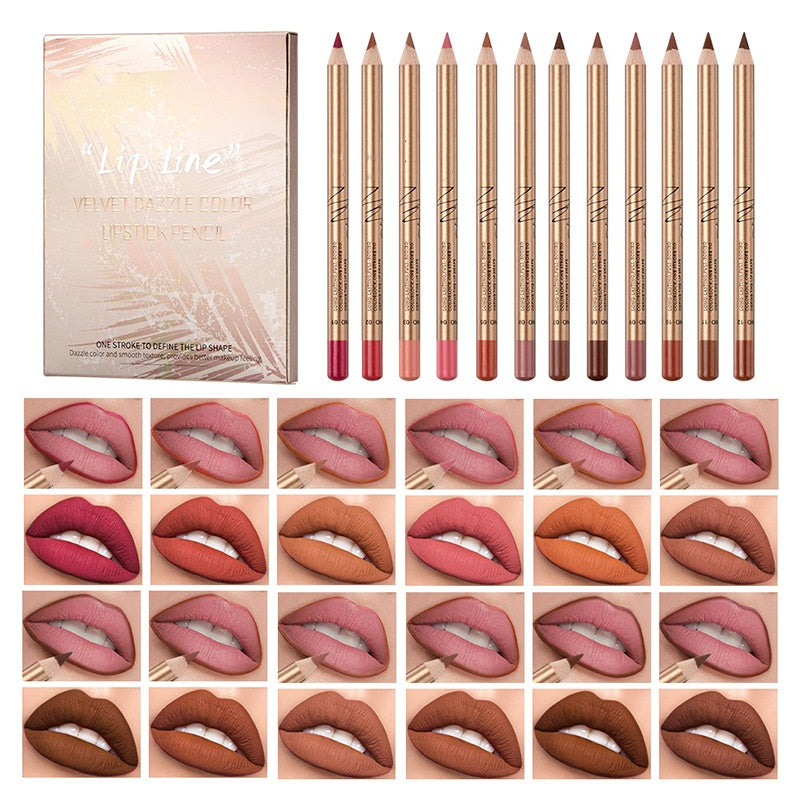 🔥Solange der Vorrat reicht 50% Rabatt!🎉12-farbiges, wischfestes Lipliner-Stift-Set