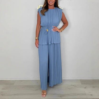 🌟Ärmelloses Oberteil mit Gürtel und lange Hose für Damen