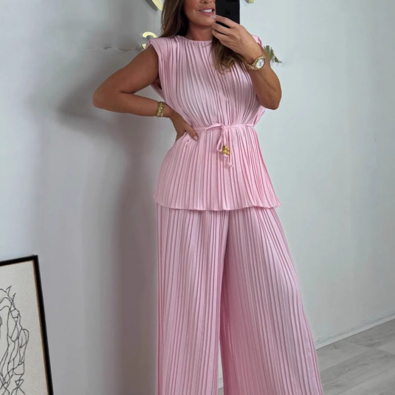 🌟Ärmelloses Oberteil mit Gürtel und lange Hose für Damen