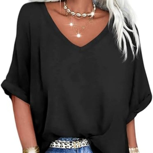 👕🔥 50% RABATT 🌸 Damen V-Ausschnitt Top – lässig, locker & stylisch für heiße Sommertage ☀️✨