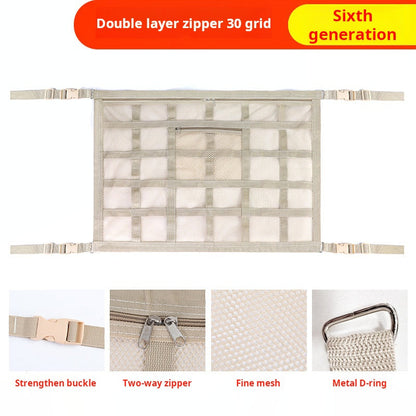 🚤 50% sparen! 🎣 Overhead Mesh Aufbewahrungsnetz – Mehrere Taschen & verstellbar für SUV/Van ✨